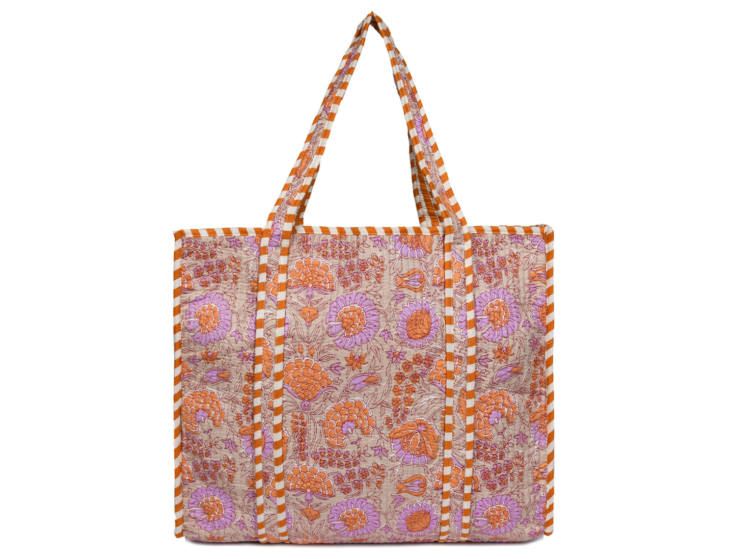 Quilted Cotton Tote Bags - Lotus