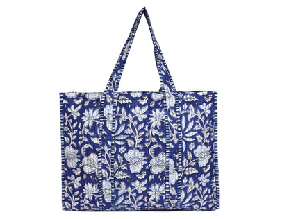 Quilted Cotton Tote Bags - Navy