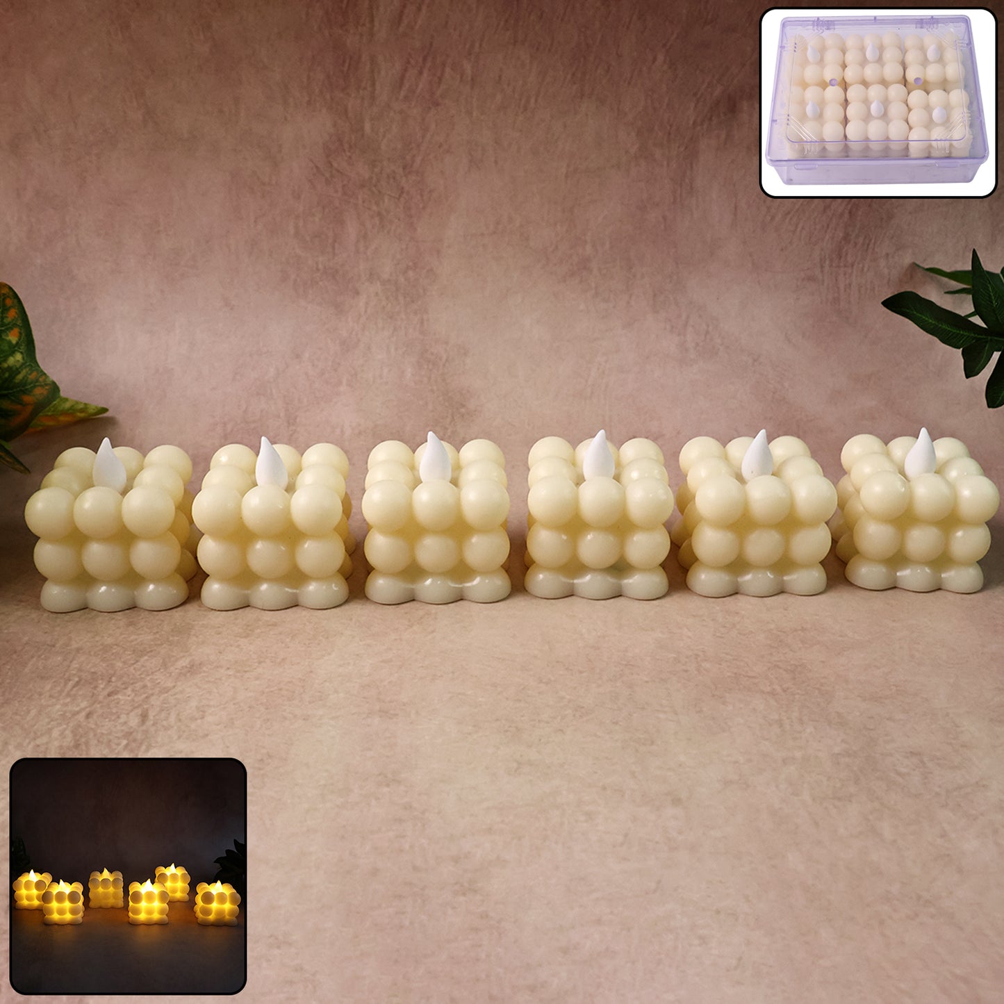 Decorative Led Bubble Candles (6 Pc  Set)