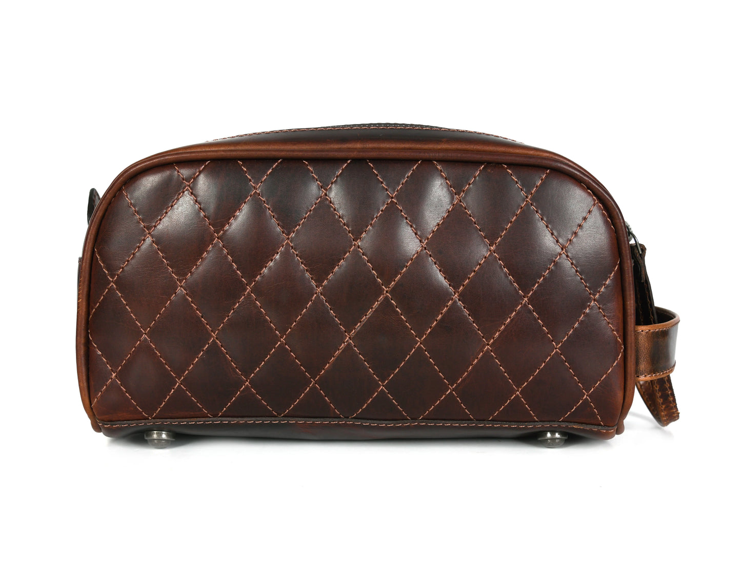 Quilted Leather Toiletry Bag ( wb-147 ) Brown