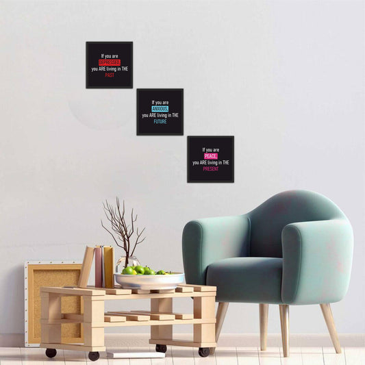 Depressed, Anxious and Peace Motivational Wall Frames Set of 3