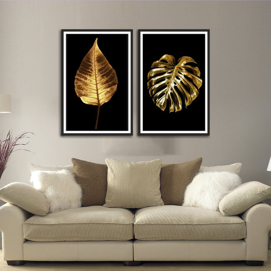 Beautiful Plant Leaf Set of 2 Wall Frames