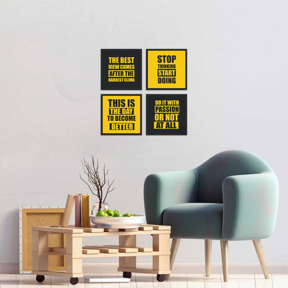 Stop Thinking Start Doing Beautiful Motivational Set of 4 Wall Frames