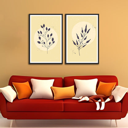 Beautiful Flower plant Abstract Set of 2 Wall Frames