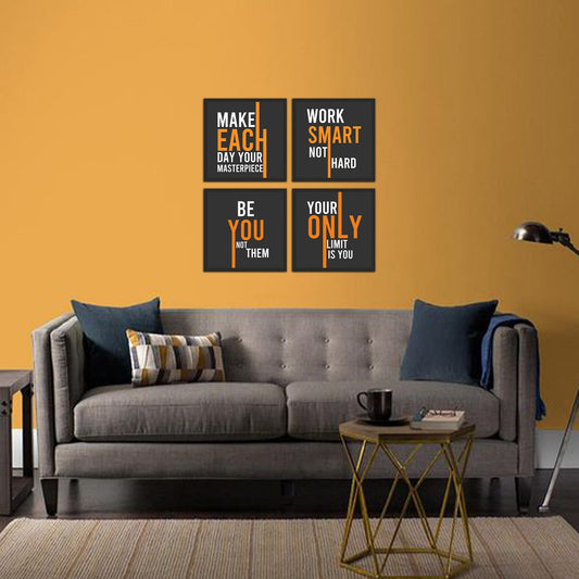 Work Smart Not Hard motivational Wall Frames Set of 4