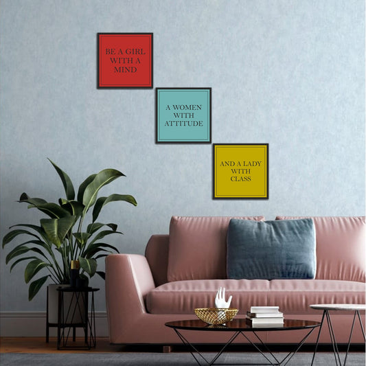 Positive Vibes with Motivation Wall Frames Set of 3