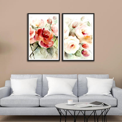 Beautiful Premium Colorful Flower Set of 2 Wall Frame