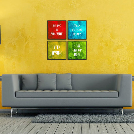 Focus on Your Dreams Quote Premium Wall Frame Set of 4