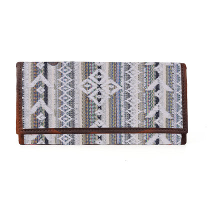 Dakota Jacquard and Leather Wallet - Dark Brown