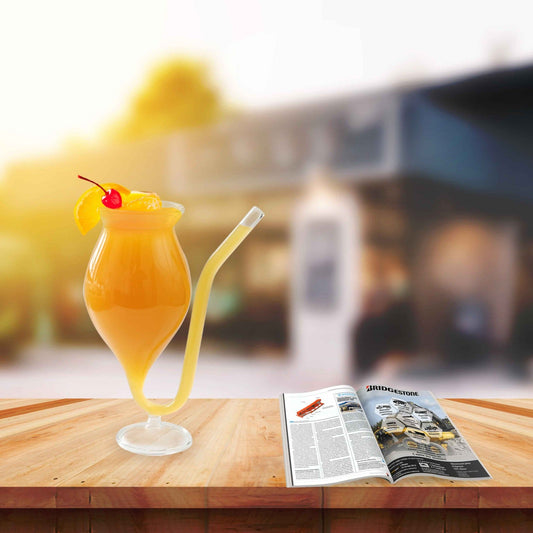 Mithilashri Borosilicate Vampire goblet with Built-in straw (400 ml)