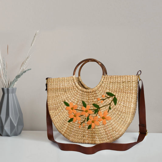 Nature Nest Shopper Handwoven Embroidered Handbag