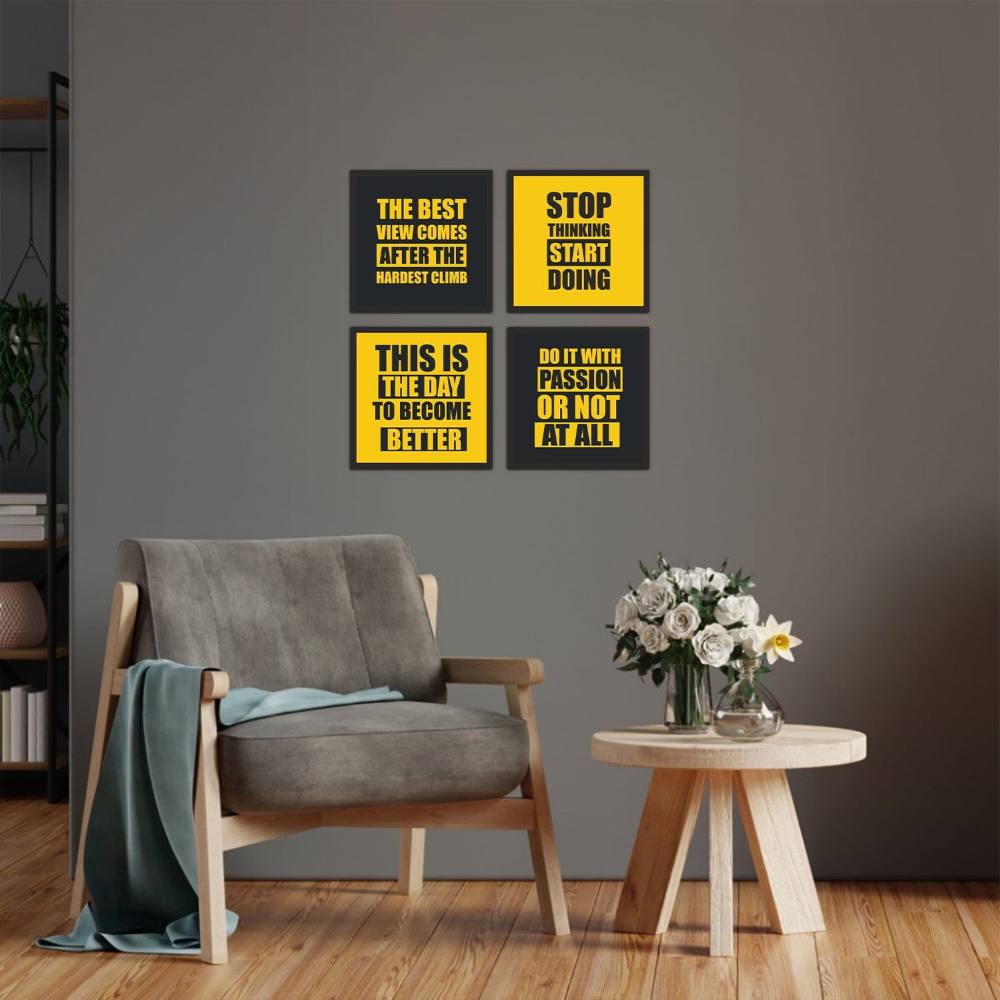 Stop Thinking Start Doing Beautiful Motivational Set of 4 Wall Frames