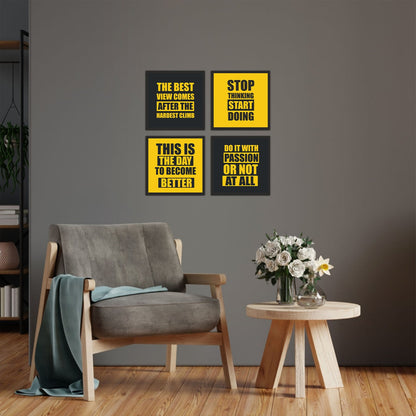 Stop Thinking Start Doing Beautiful Motivational Set of 4 Wall Frames