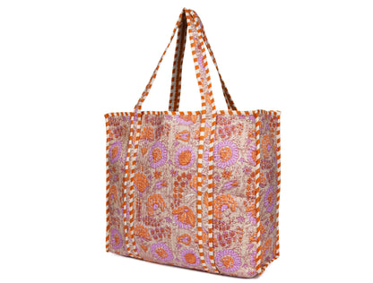 Quilted Cotton Tote Bags - Lotus