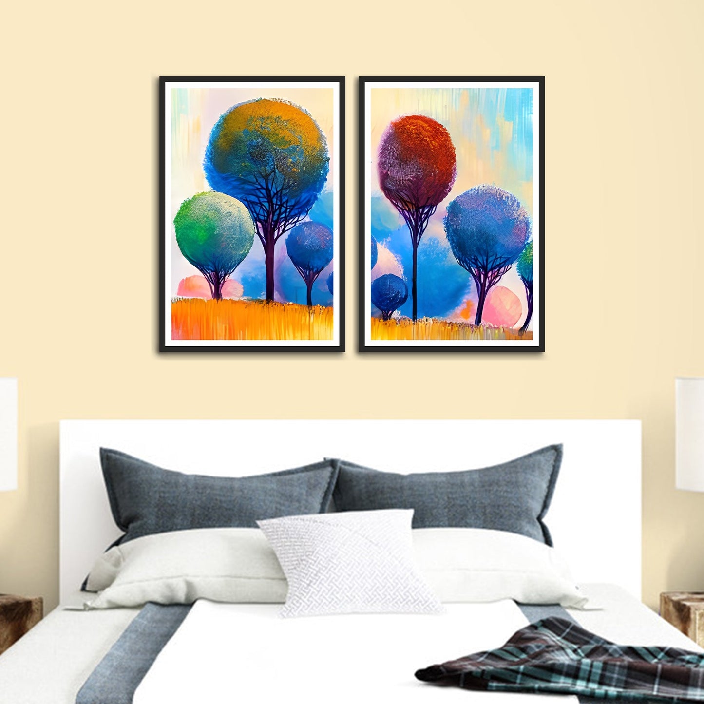 Beautiful Colorful Forest Tree Set of Wall Frames