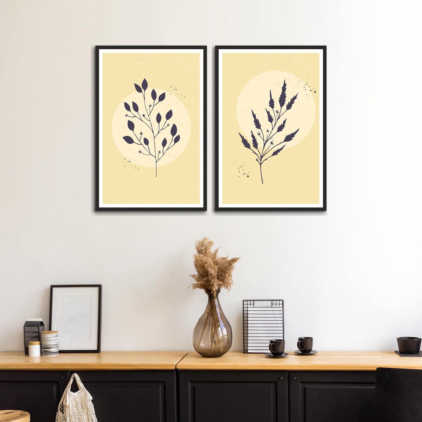 Beautiful Flower plant Abstract Set of 2 Wall Frames