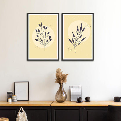 Beautiful Flower plant Abstract Set of 2 Wall Frames