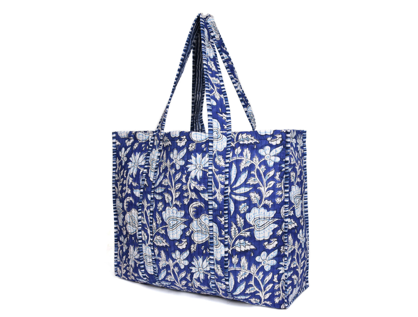 Quilted Cotton Tote Bags - Navy