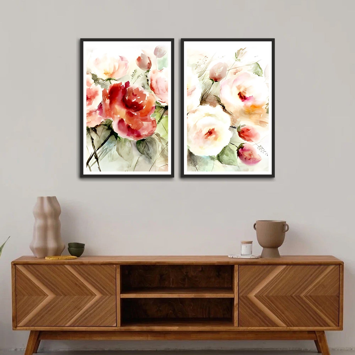 Beautiful Premium Colorful Flower Set of 2 Wall Frame