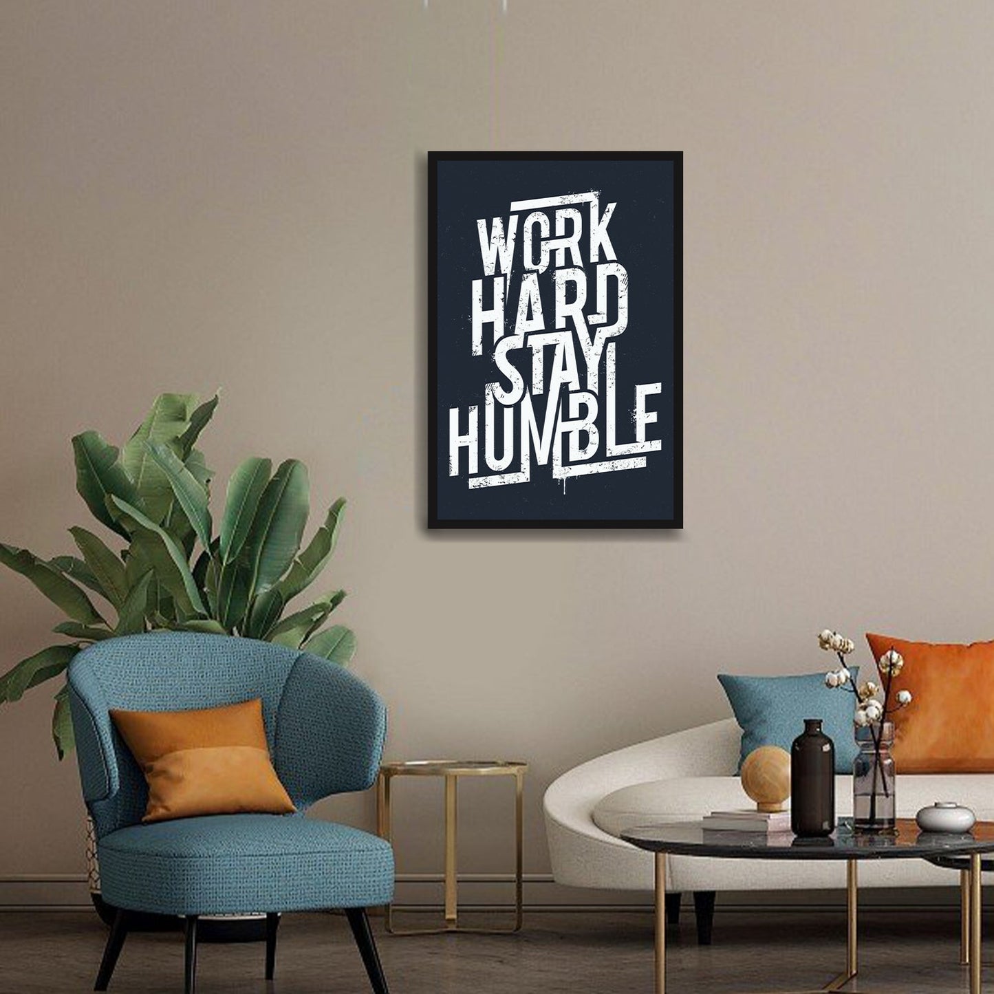 Work Hard Stay Humble Single Wooden Wall Frame