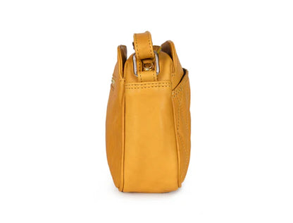 Ardentia Quilted Leather Ladies Crossbody Bag - Mustard