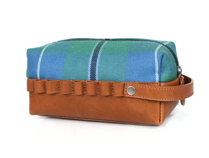 Stylish Leather and Plaid Toiletry Bag