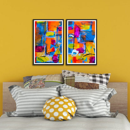 Beautiful Premium Colorful Abstract Set of 2 Wall Frames