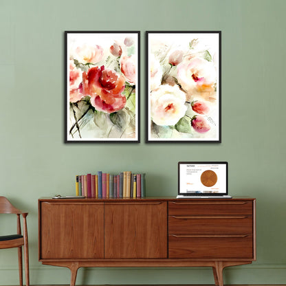 Beautiful Premium Colorful Flower Set of 2 Wall Frame