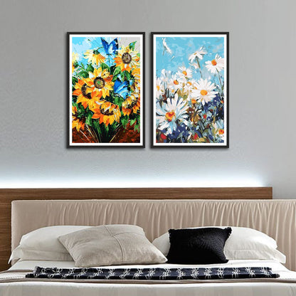 Colorful Abstract Flower Set of 2 Wall Frames