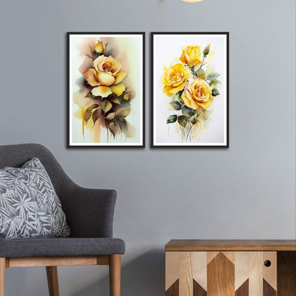 Beautiful Yellow Flower with Bud Set of 2 Wall Frames