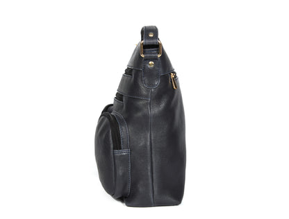 Modern Black Multi-Pocket Shoulder Bag