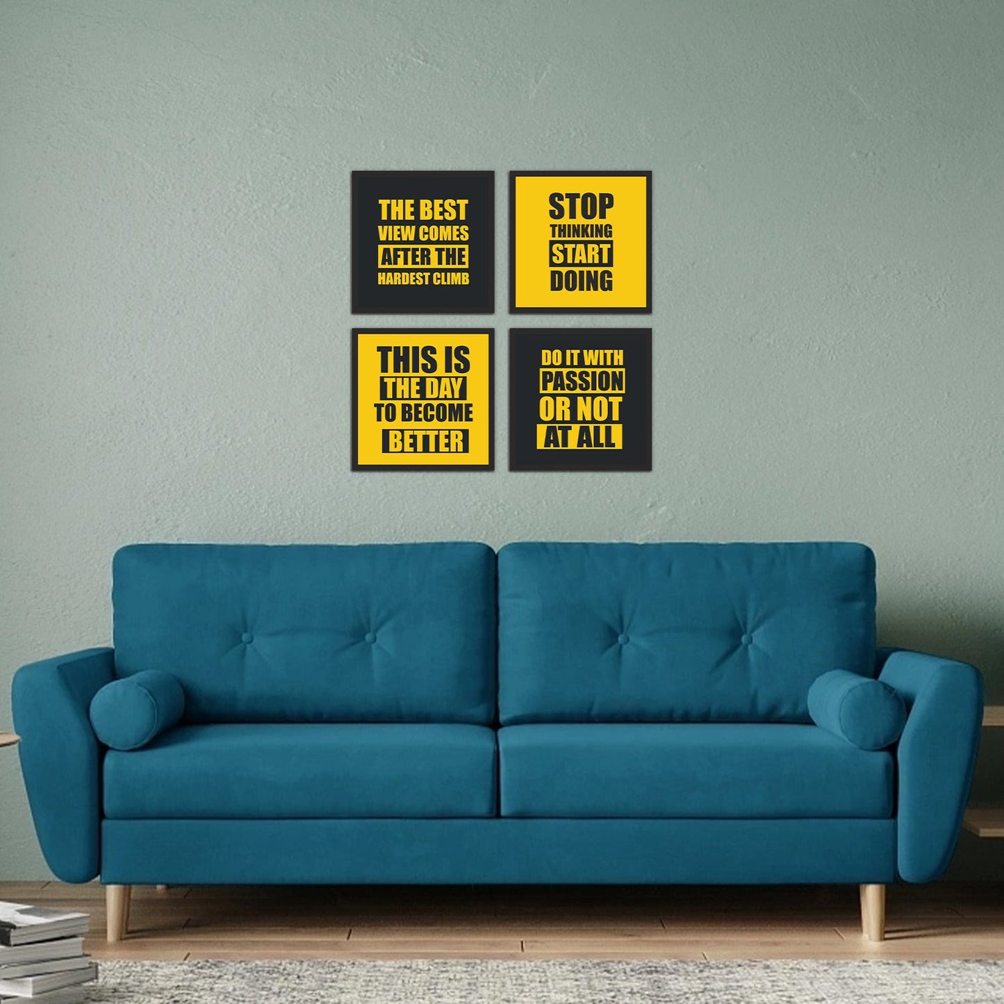 Stop Thinking Start Doing Beautiful Motivational Set of 4 Wall Frames