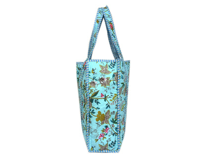 Quilted Cotton Tote Bags - Turquoise