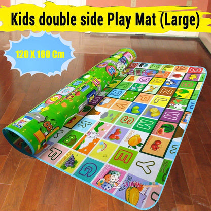 Baby play mat with waterproof surface, double-sided design, and included bag, 120 x 180 cm