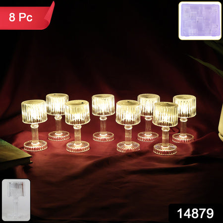 Set Of 8 Led Crystal-effect Table Lamps