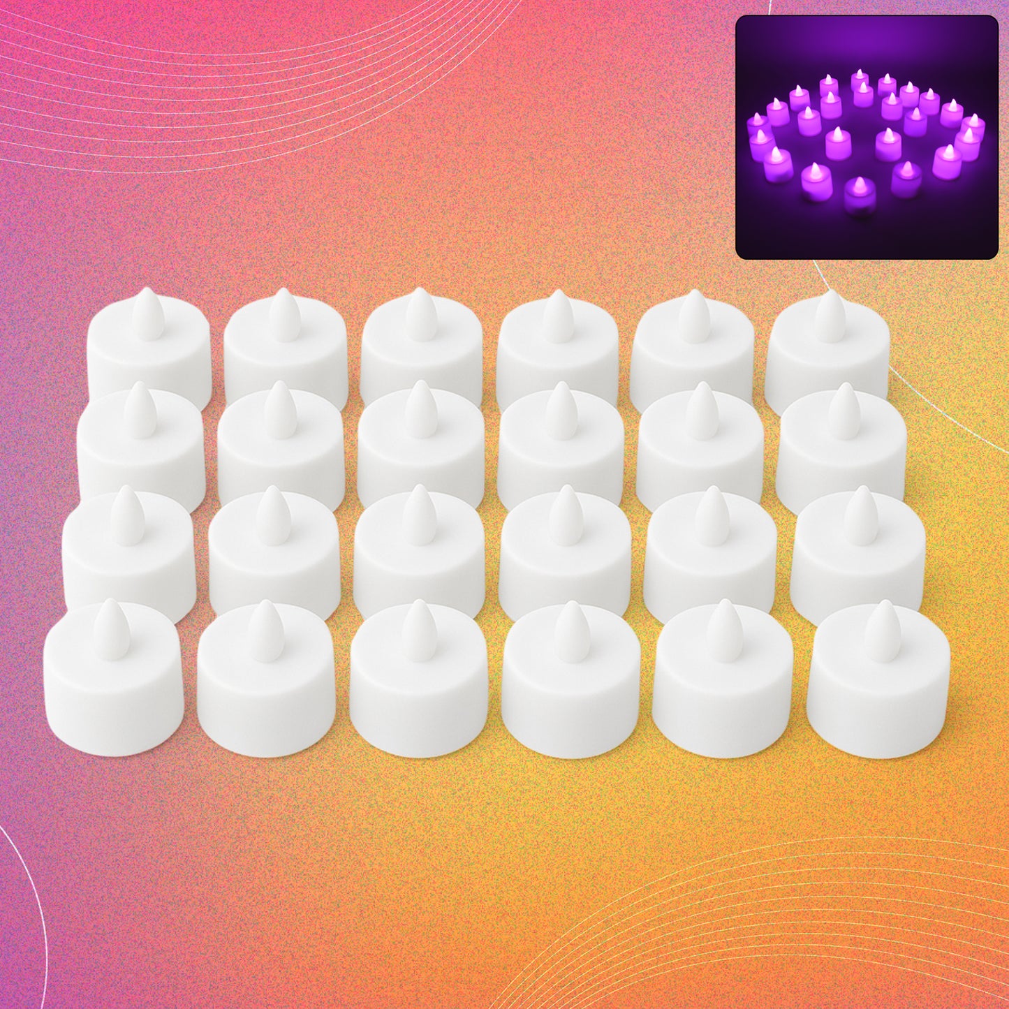 6634  Flameless Led Tealights Smokeless Plastic Decorative Candles - Led Tea Light Candle For Home Decoration (Pack Of 24)