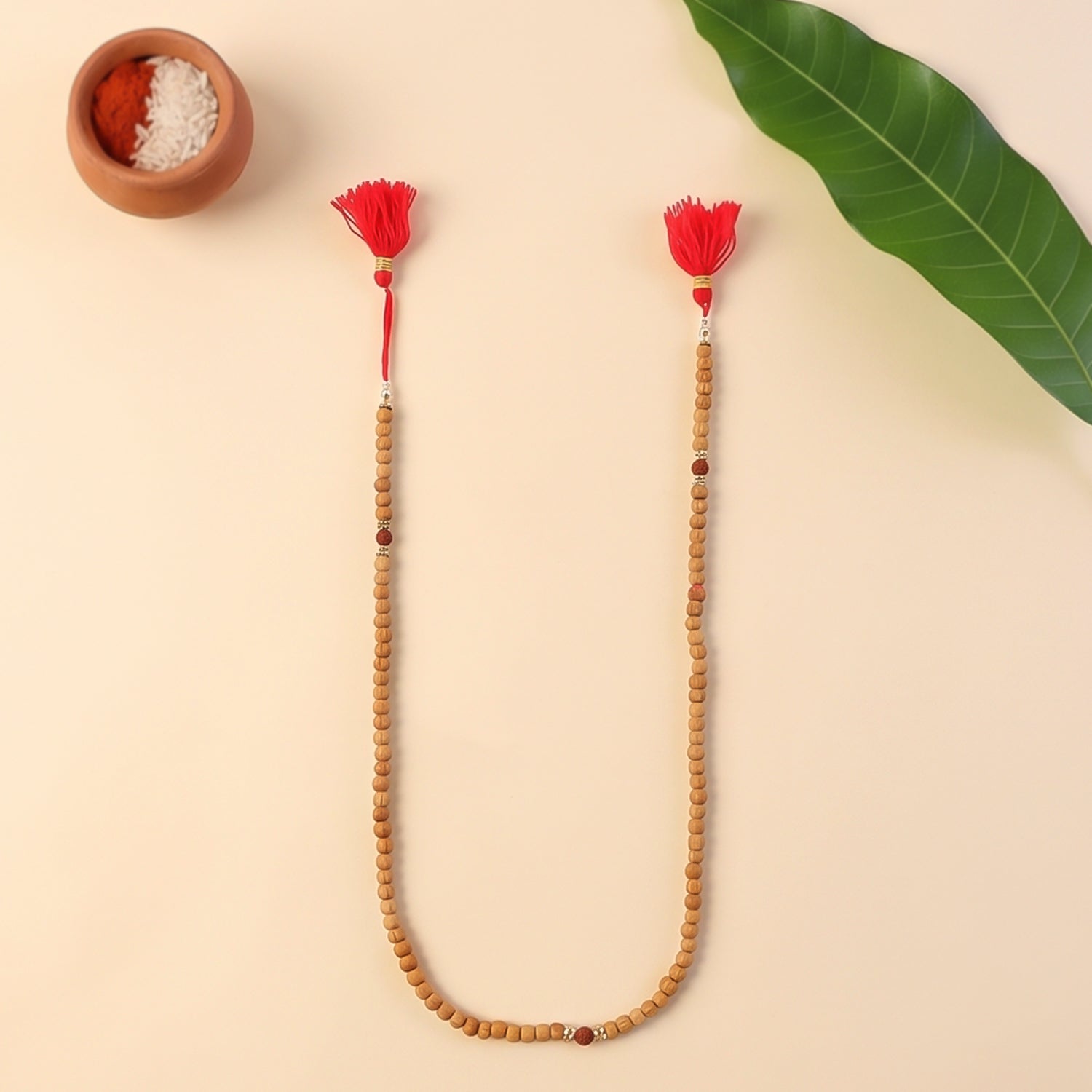 Sandalwood Mala With Rudraksha Beads Chandan Japa Mala For Puja And Wear (1 Pc)