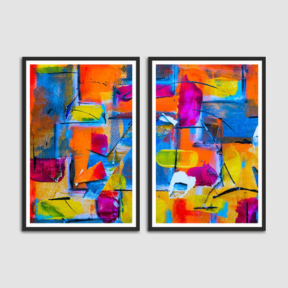 Beautiful Premium Colorful Abstract Set of 2 Wall Frames