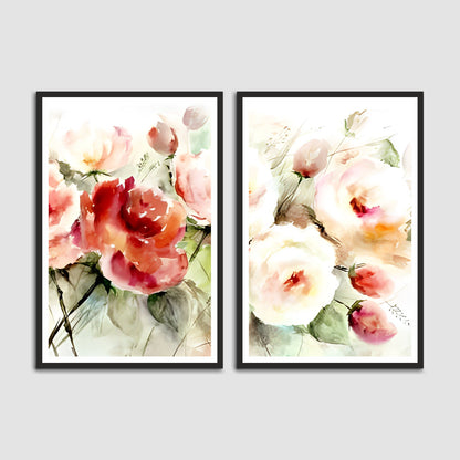 Beautiful Premium Colorful Flower Set of 2 Wall Frame