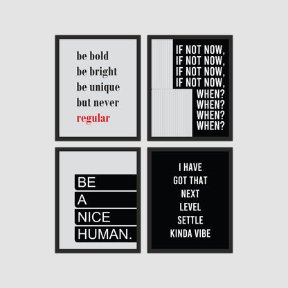 Be a Nice Human Quotes Designer Set of 3 Wall Frames