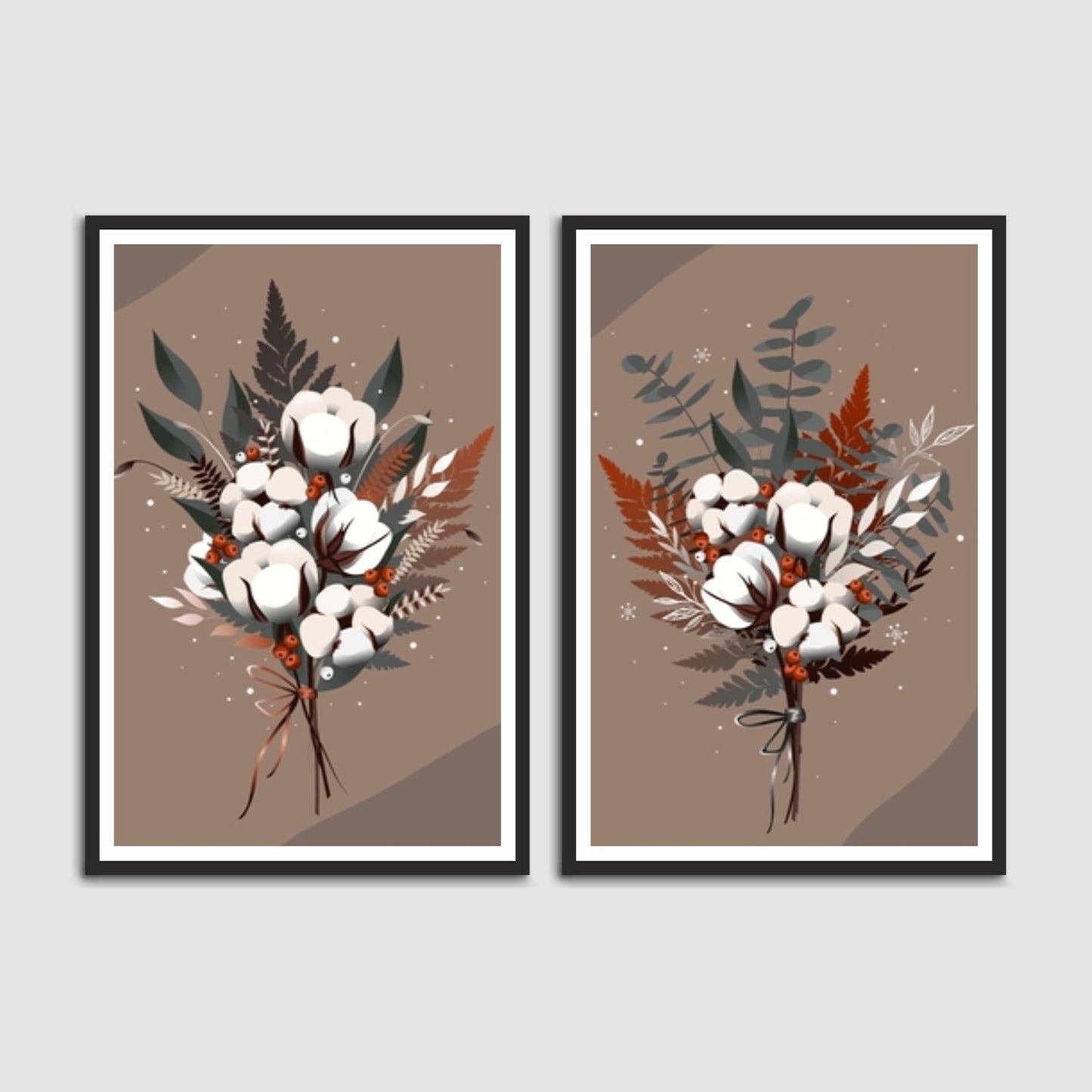 Colorful Flower Bookey Abstract Set of 2 Wall Frames