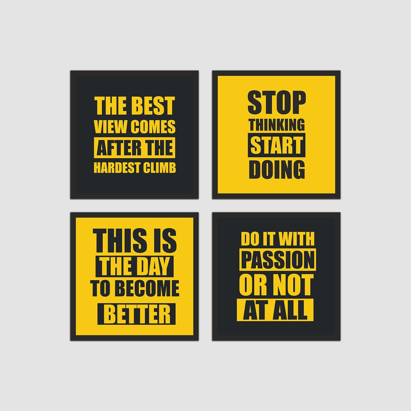 Stop Thinking Start Doing Beautiful Motivational Set of 4 Wall Frames