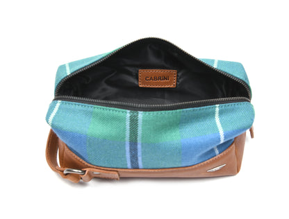 Stylish Leather and Plaid Toiletry Bag