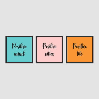 Positive mind, Positive Vibes, Positive Life Set of 3 Wall Hanging