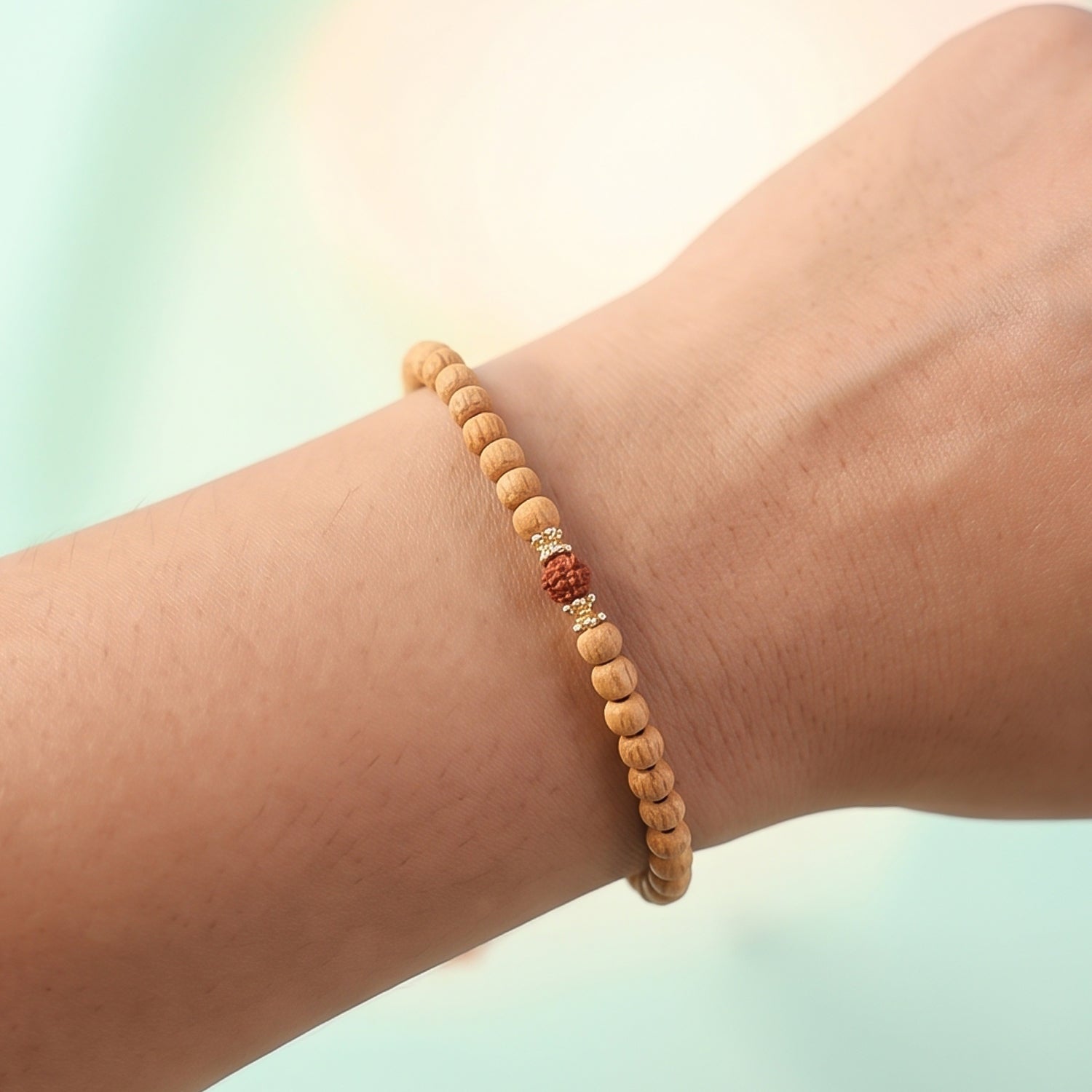 Sandalwood Mala With Rudraksha Beads Chandan Japa Mala For Puja And Wear (1 Pc)