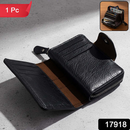 Premium Black Zip-around Card Holder Wallet (1 Pc)