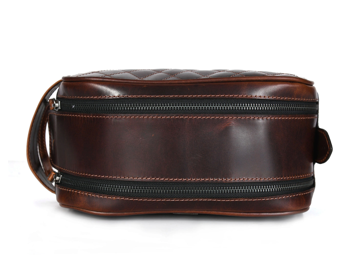 Quilted Leather Toiletry Bag ( wb-147 ) Brown