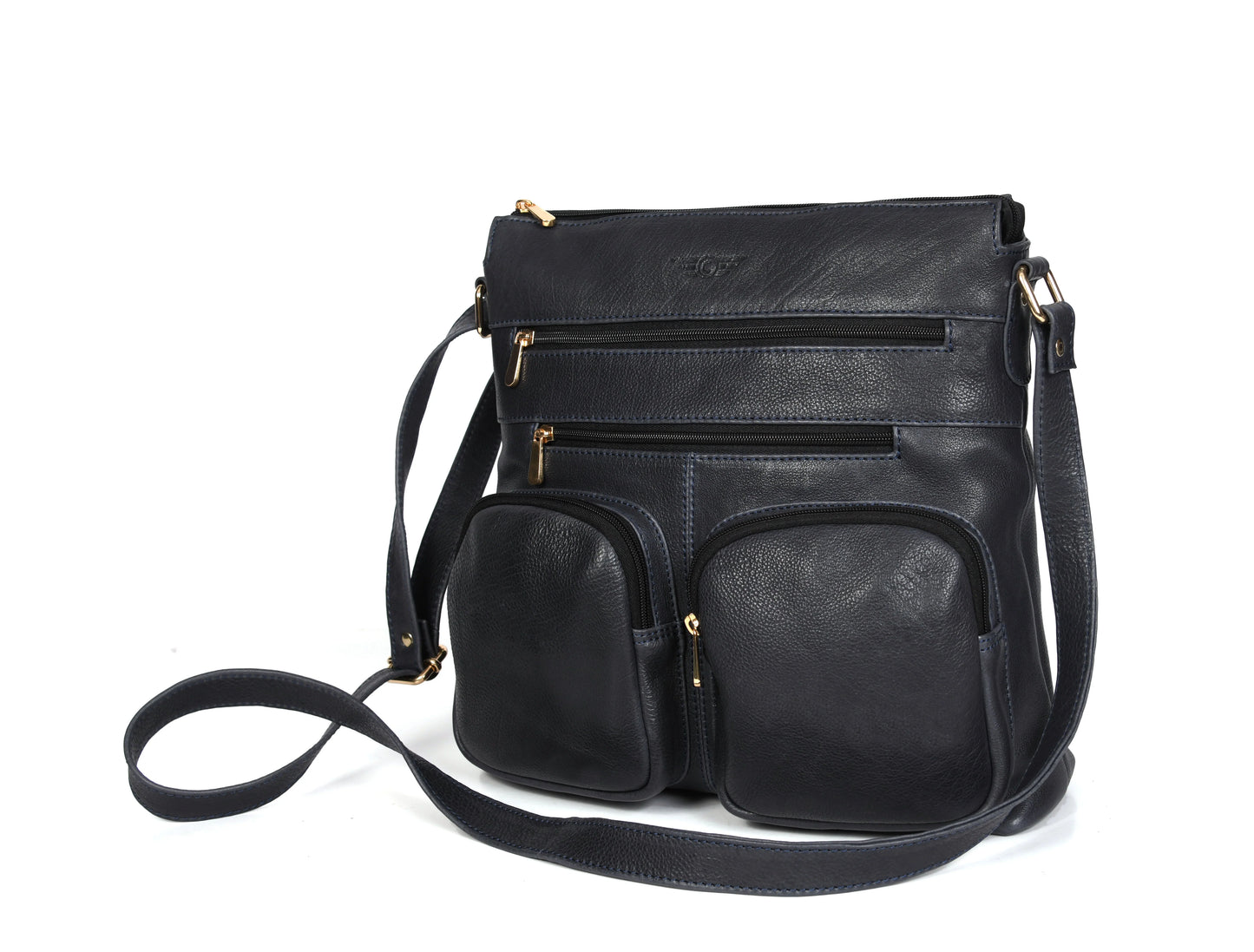 Modern Black Multi-Pocket Shoulder Bag