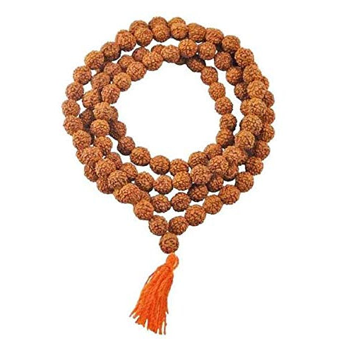 Mithilashri Eight Face Rudraksha Mala Natural Aath Mukhi Rudraksha Lab Certified {Beads 108+1} 8mm Rudraksh Mala Jaap Mala