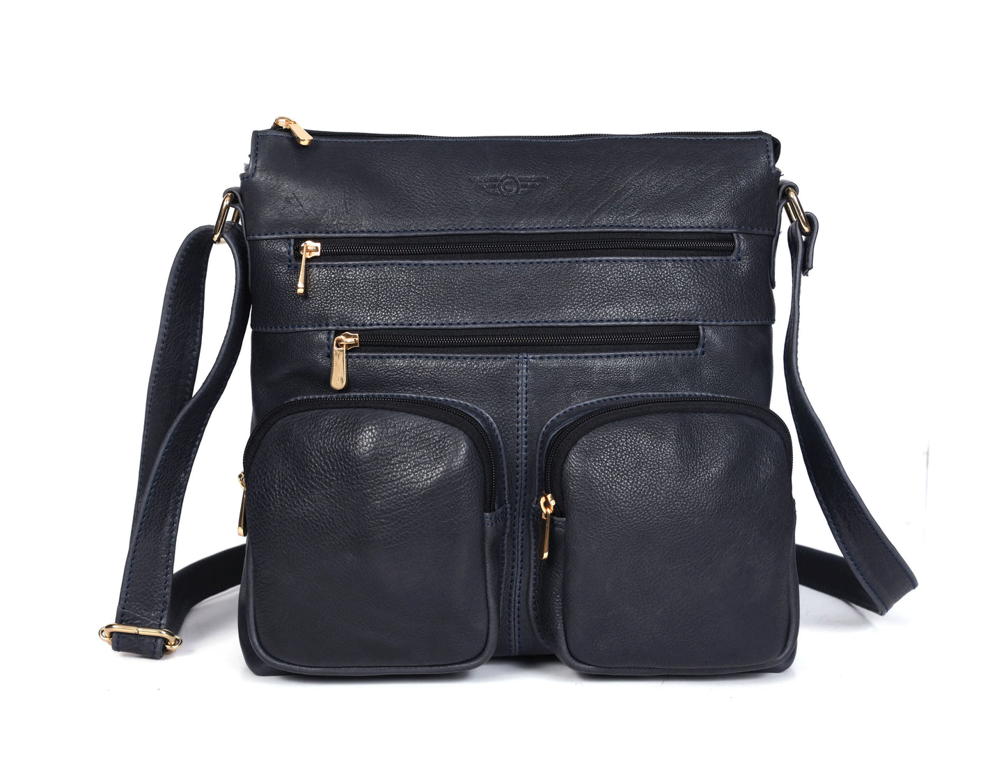 Modern Black Multi-Pocket Shoulder Bag